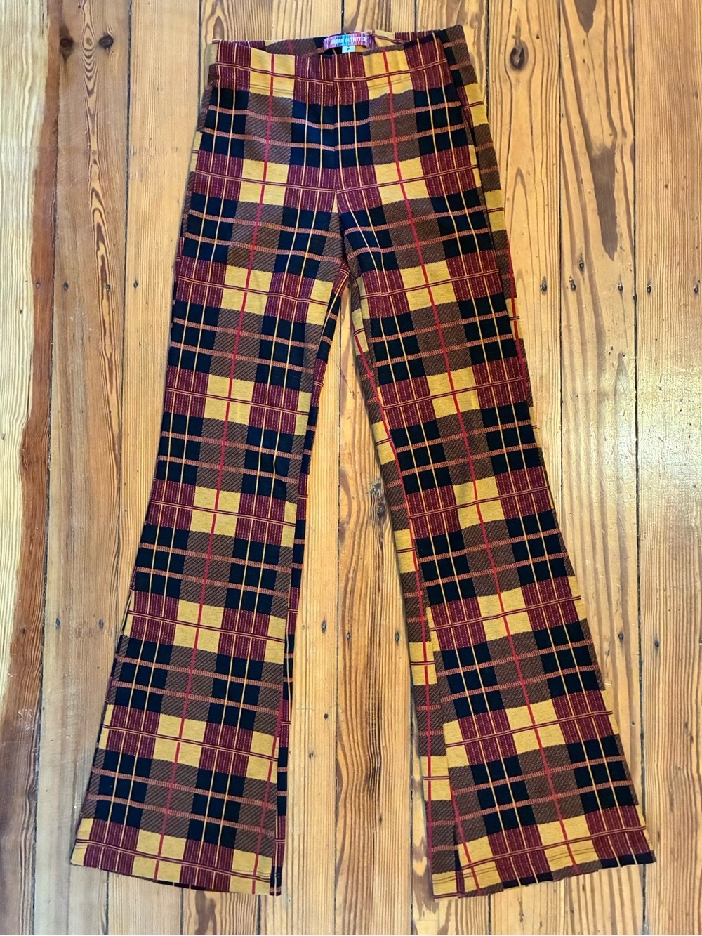 Urban Outfitters Bryn Pull On Flare Pants in Plaid